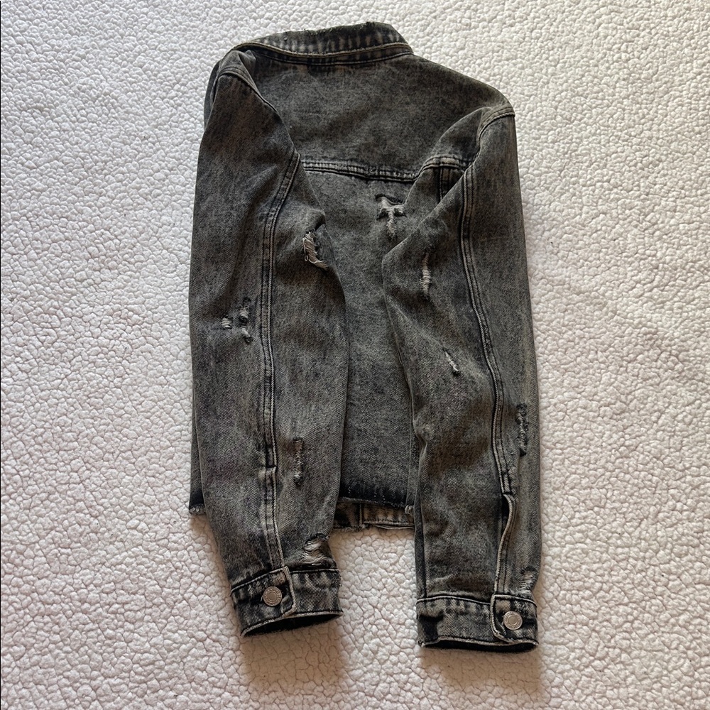 VENET Distressed Dark Gray Denim Jacket - Picture 12 of 12